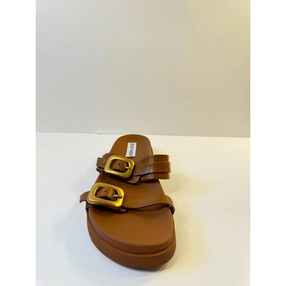 Steve Madden Womens Sandals Brown Gold Buckle US 9.5